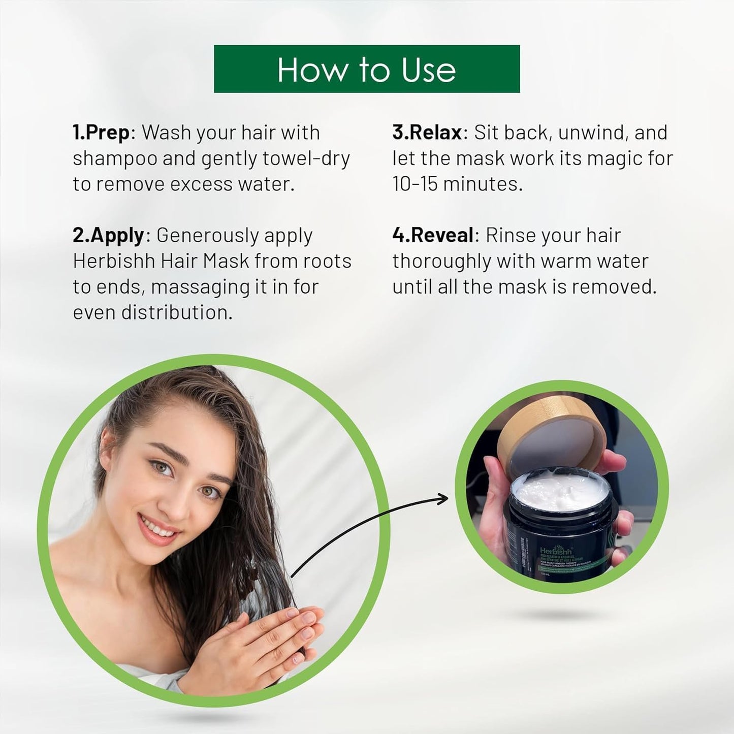 Herbishh Argan Hair Mask with Keratin for Deep Conditioning & Hydration, Revives Frizzy & Damaged Hair, Sulfate & Paraben Free, 150 ML